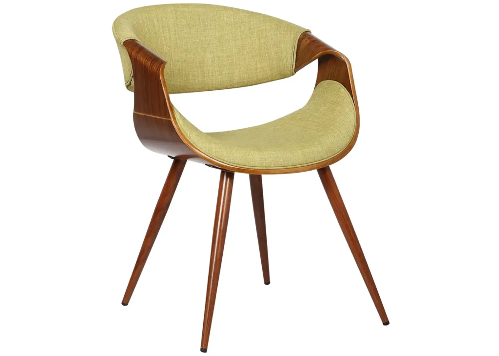 Butterfly Mid-Century Dining Chair in Walnut Finish and Green Fabric