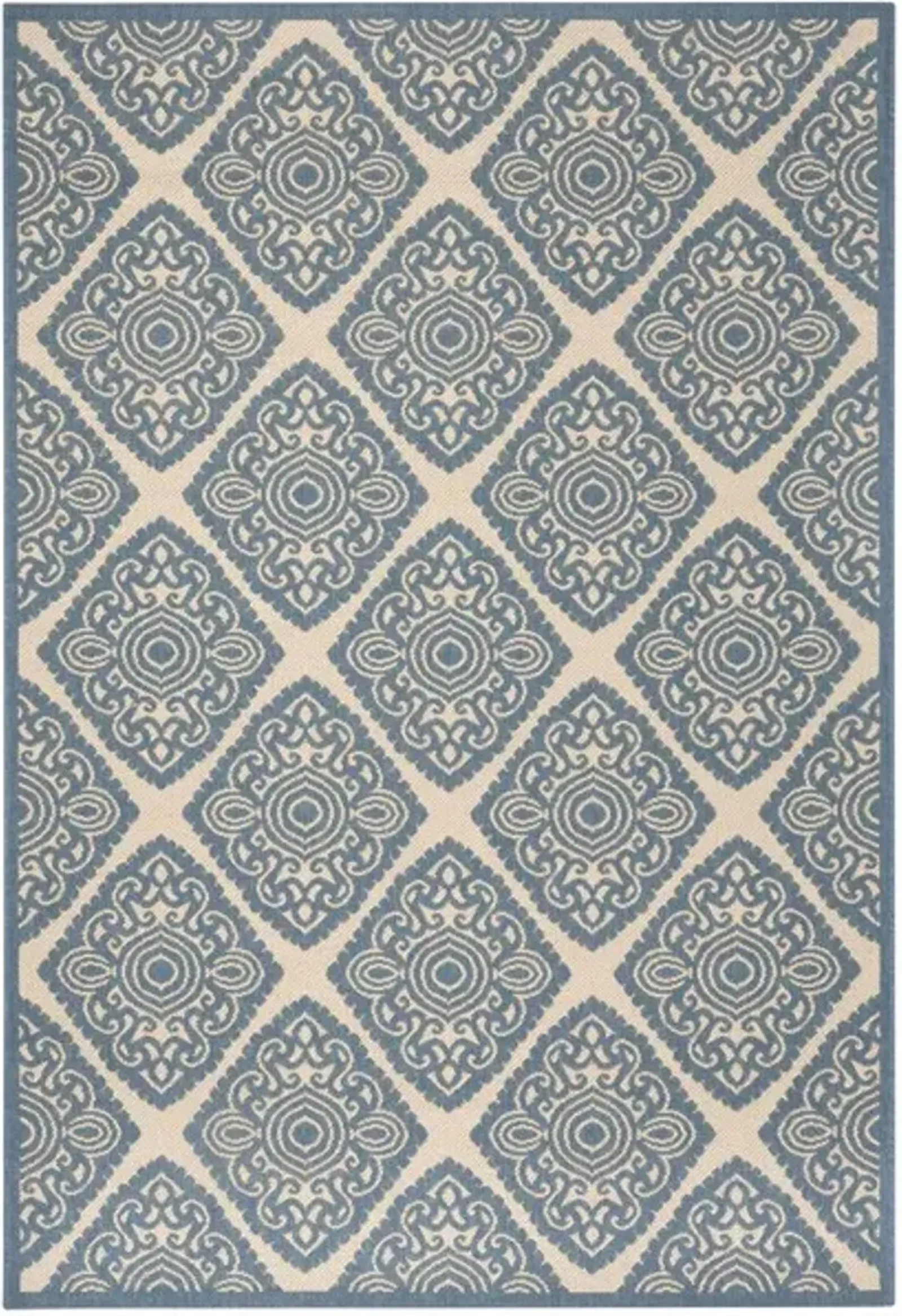 LINDEN 132 Collection LND132N-4 Cream / Blue 4' X 6'