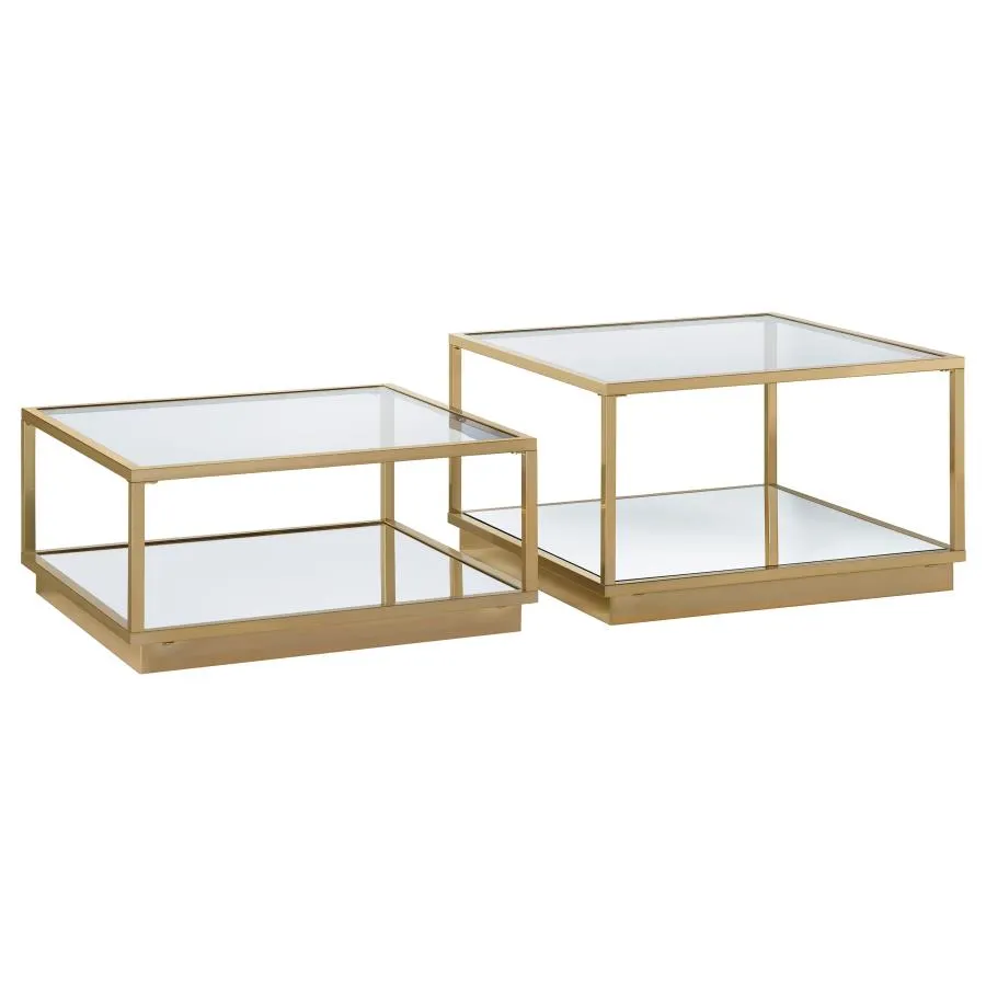 Renee 2-piece Square Occasional Set Rose Brass