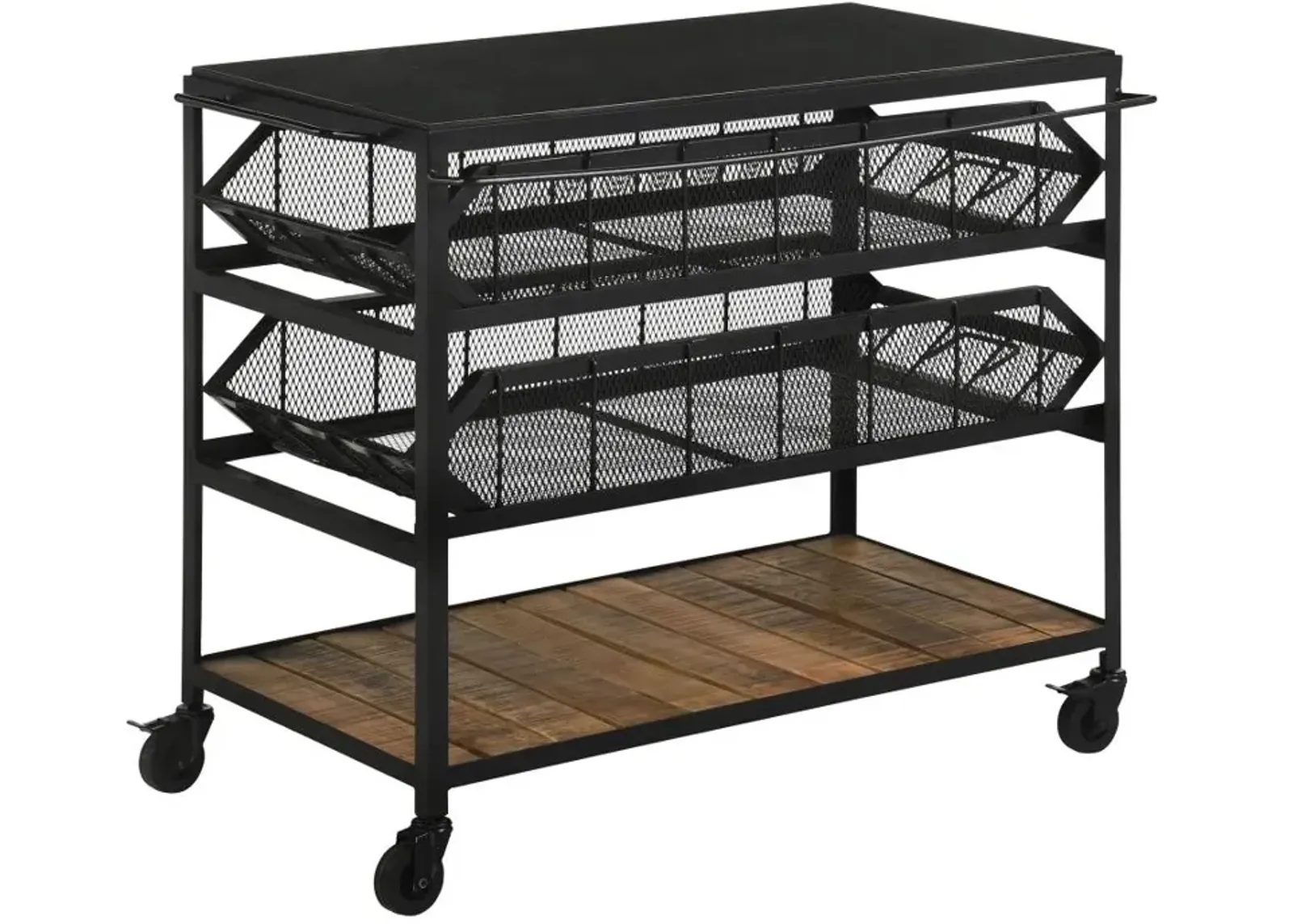 Evander Accent Storage Cart with Casters Natural and Black