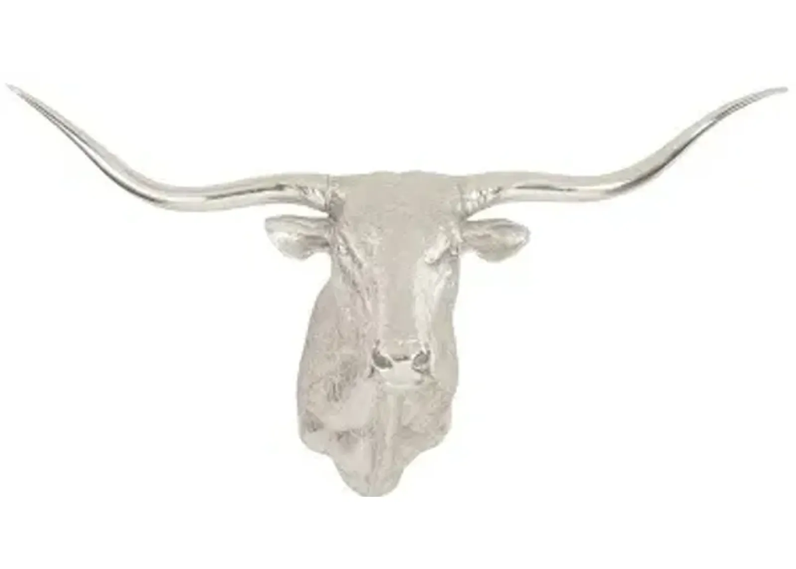 longhorn bull wall art, resin, silver leaf