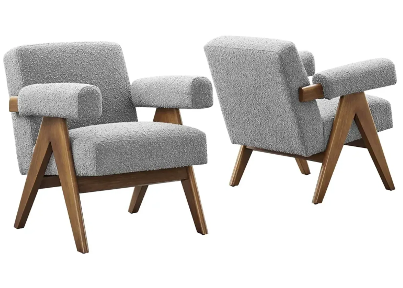 Lyra Boucle Fabric Armchair - Set of 2