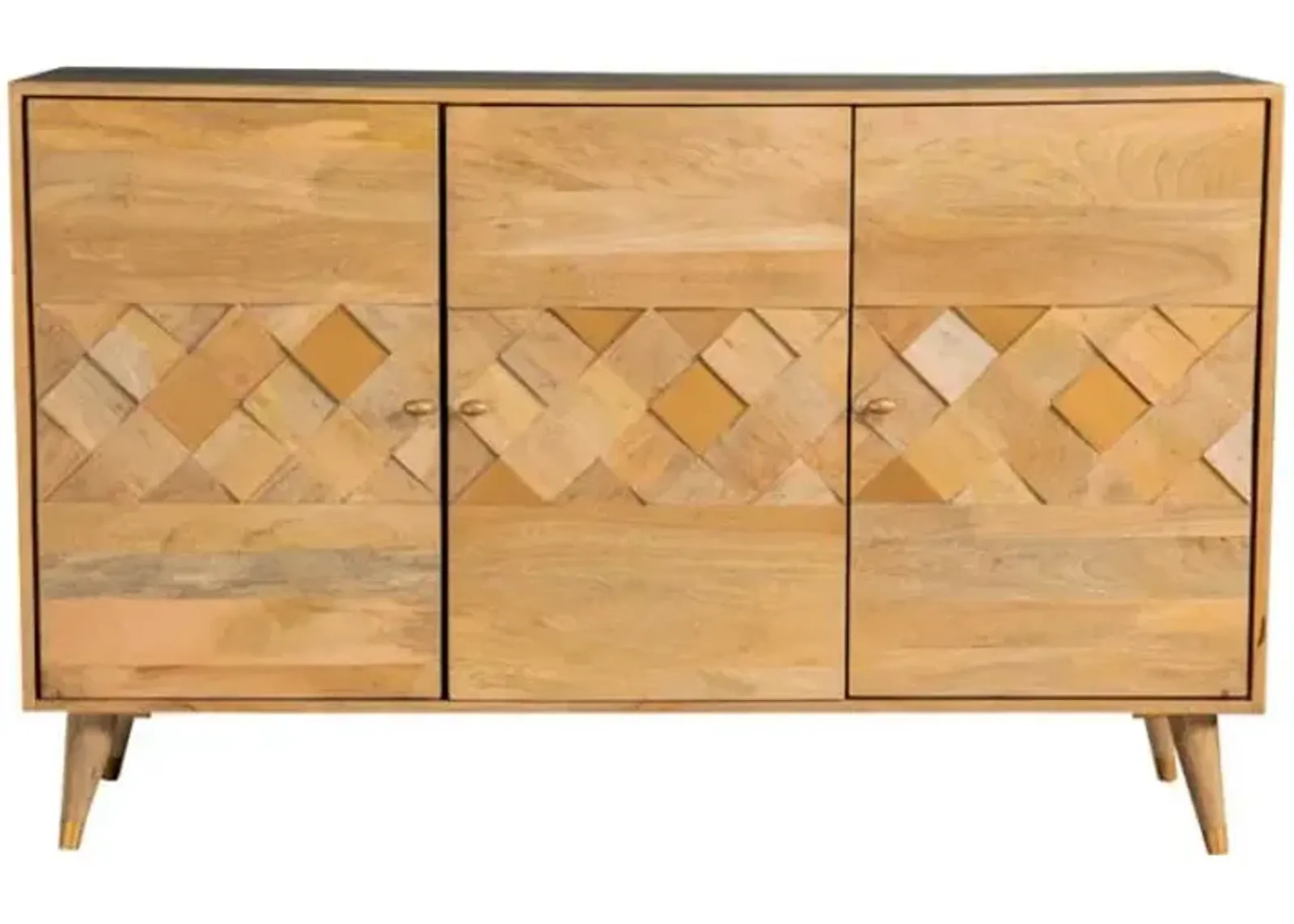 Alyssum Checkered Pattern 3-door Accent Cabinet Natural