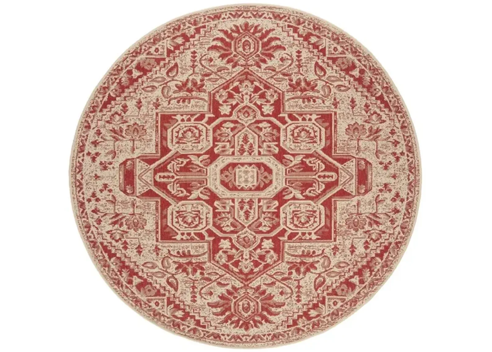 LINDEN 138 Collection LND138Q-6R Red / Creme 6'-7" X 6'-7" Round