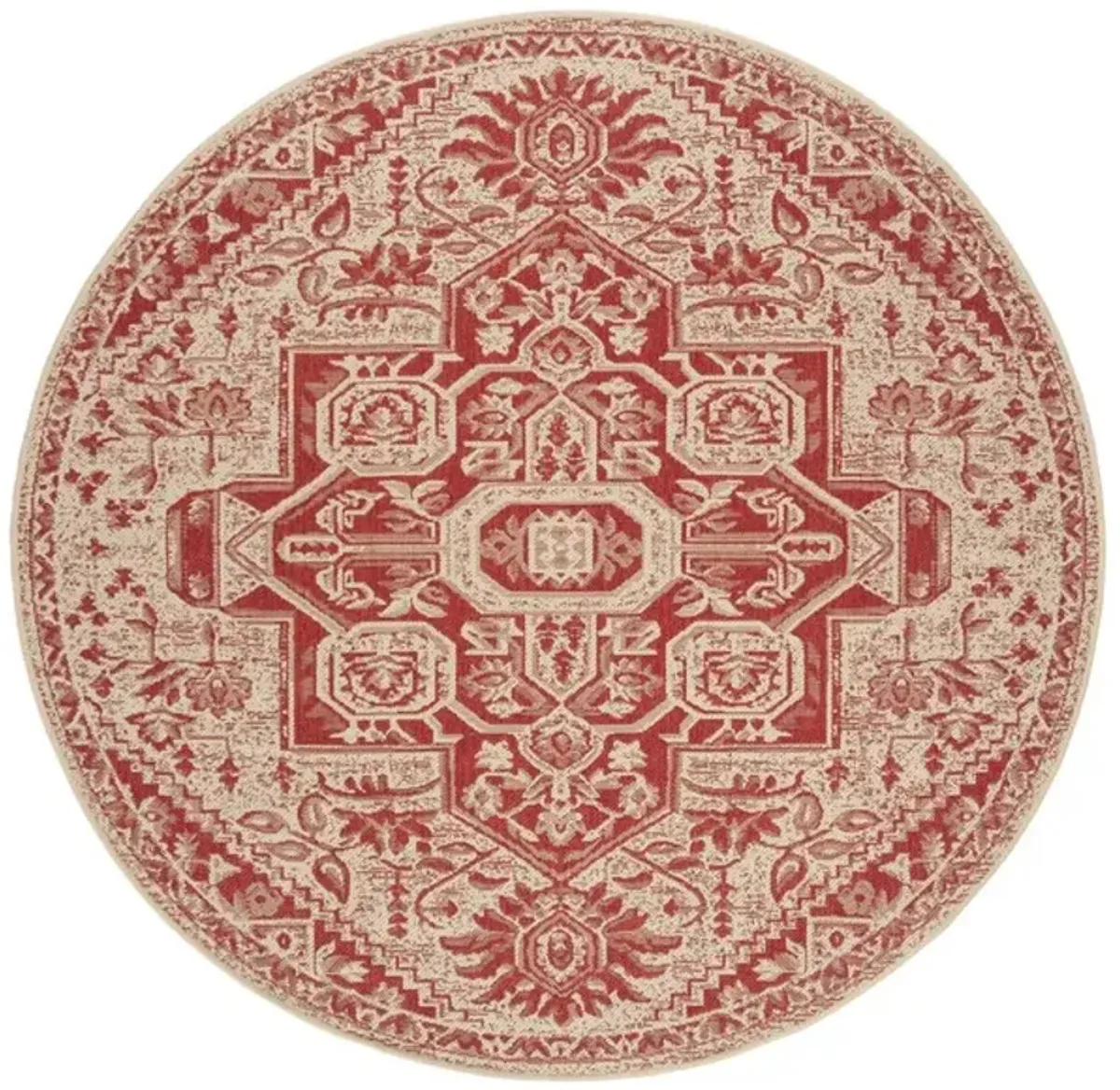 LINDEN 138 Collection LND138Q-6R Red / Creme 6'-7" X 6'-7" Round