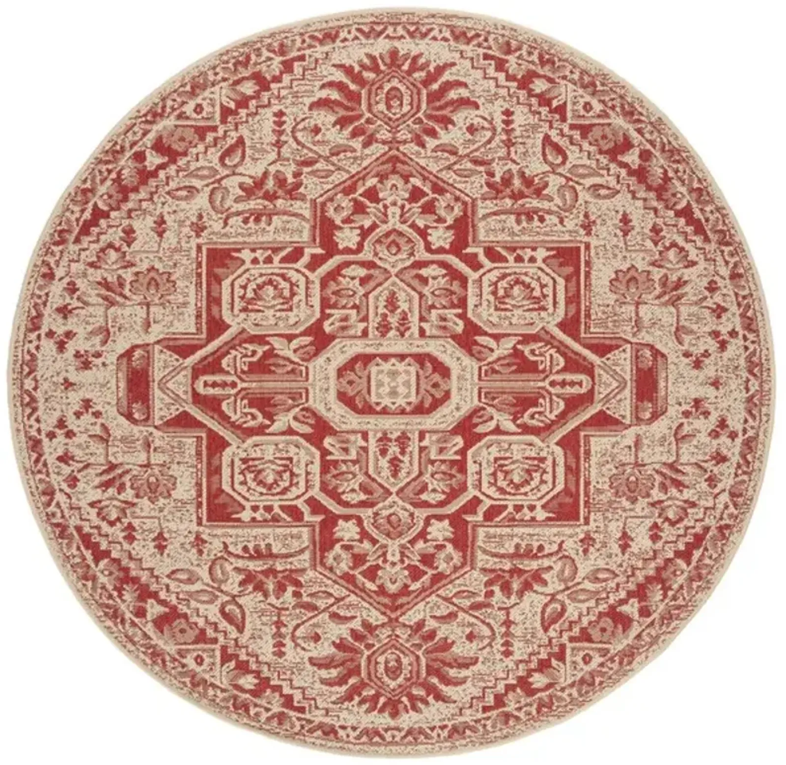 LINDEN 138 Collection LND138Q-6R Red / Creme 6'-7" X 6'-7" Round