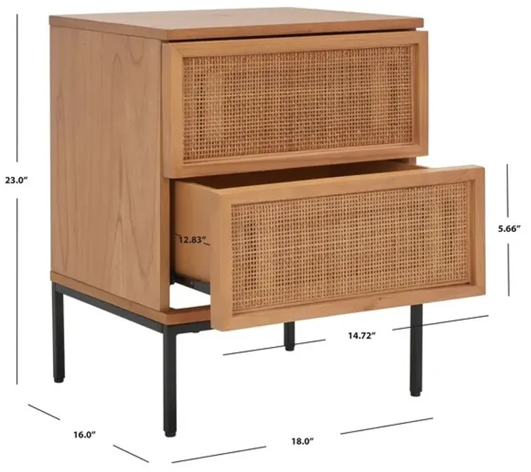 ZADIE 2 DRAWER RATTAN NIGHTSTAND