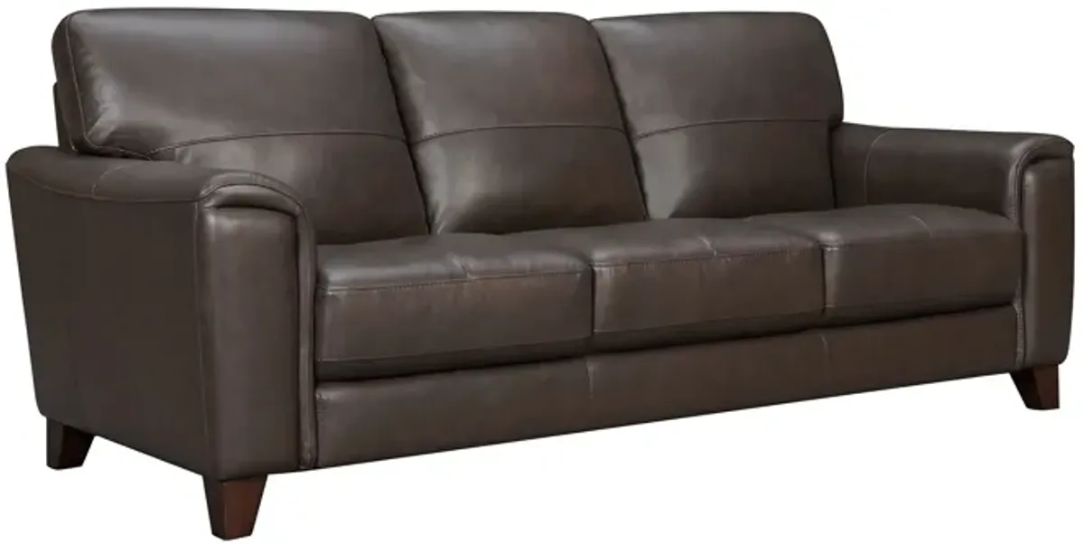 Bergen 87" Espresso Genuine Leather Square Arm Sofa