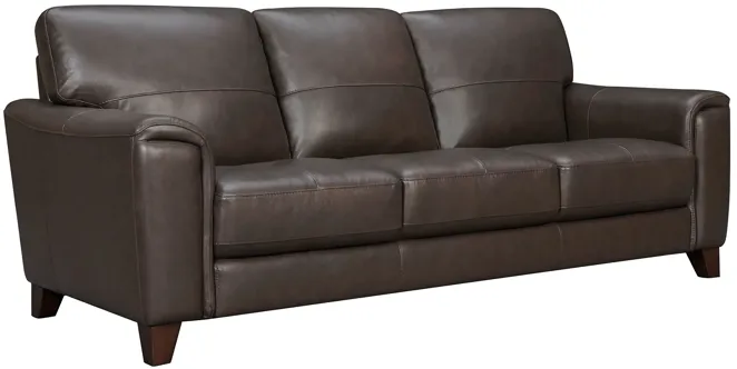 Bergen 87" Espresso Genuine Leather Square Arm Sofa