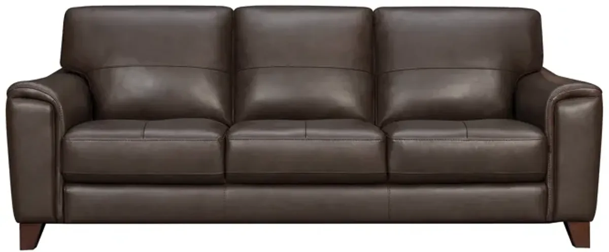 Bergen 87" Espresso Genuine Leather Square Arm Sofa