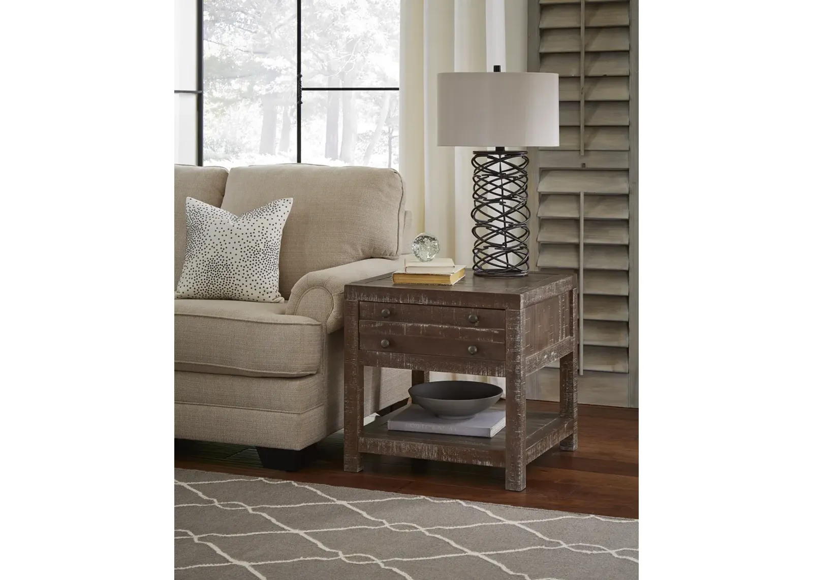 Townsend Solid Wood Side Table in Java