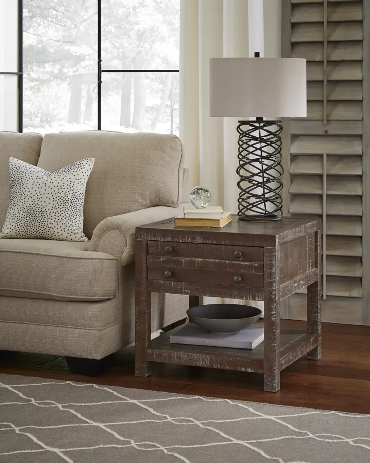 Townsend Solid Wood Side Table in Java