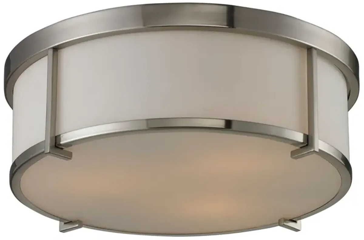 Flush Mounts 15" Wide 3-Light Flush Mount - Brushed Nickel