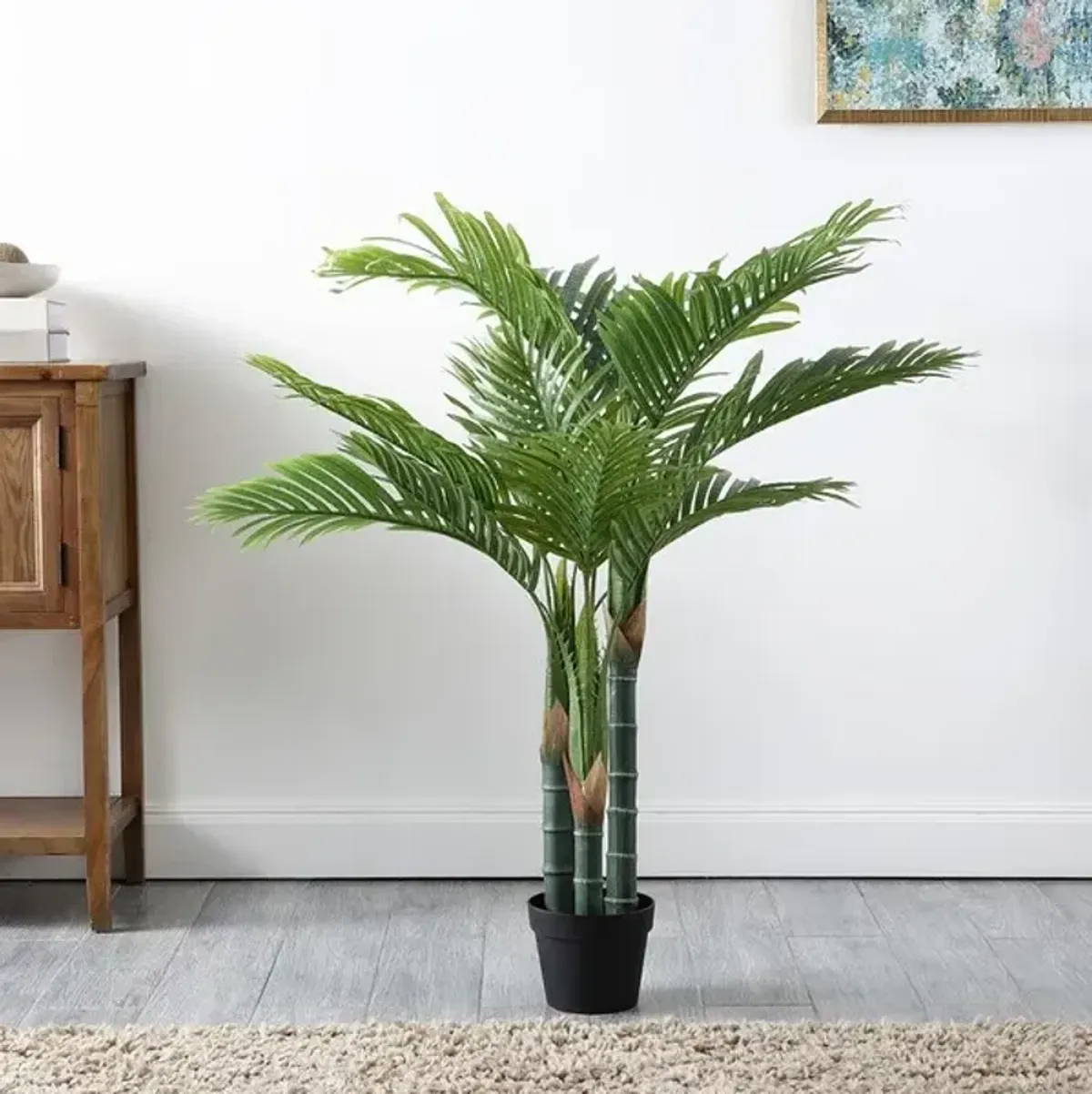 FAUX GOLDEN CAN PALM 49" POTTED TREE