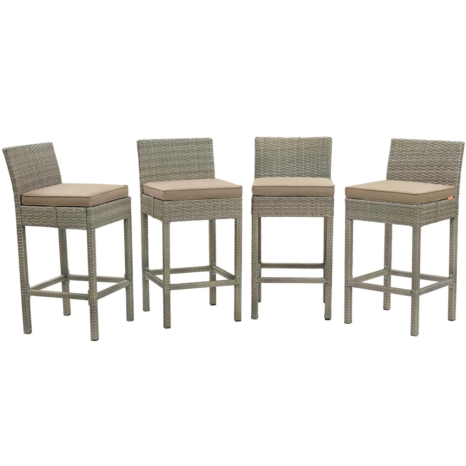 Conduit Bar Stool Outdoor Patio Wicker Rattan Set of 4