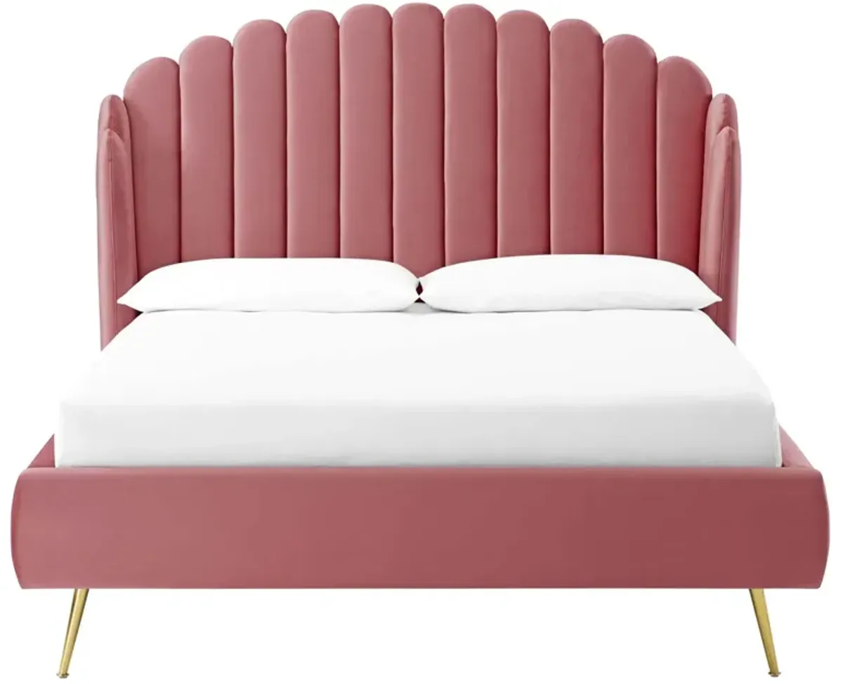 Lana Queen Performance Velvet Wingback Platform Bed