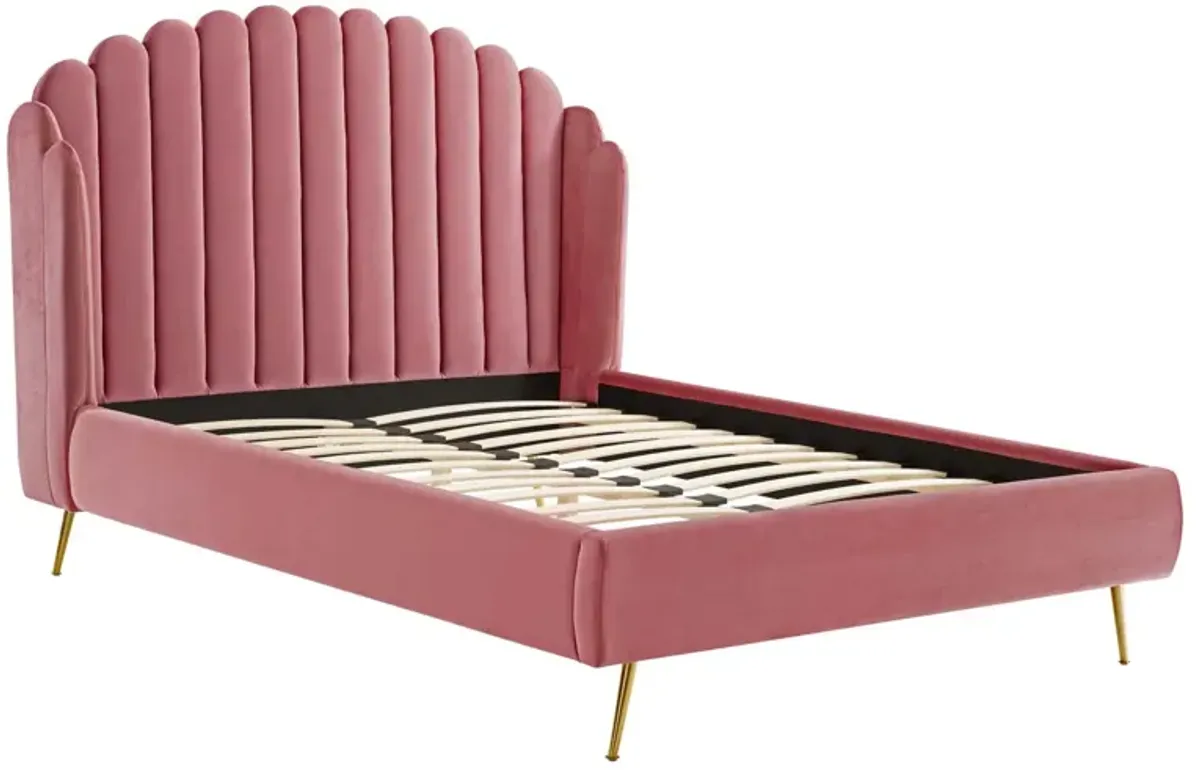 Lana Queen Performance Velvet Wingback Platform Bed