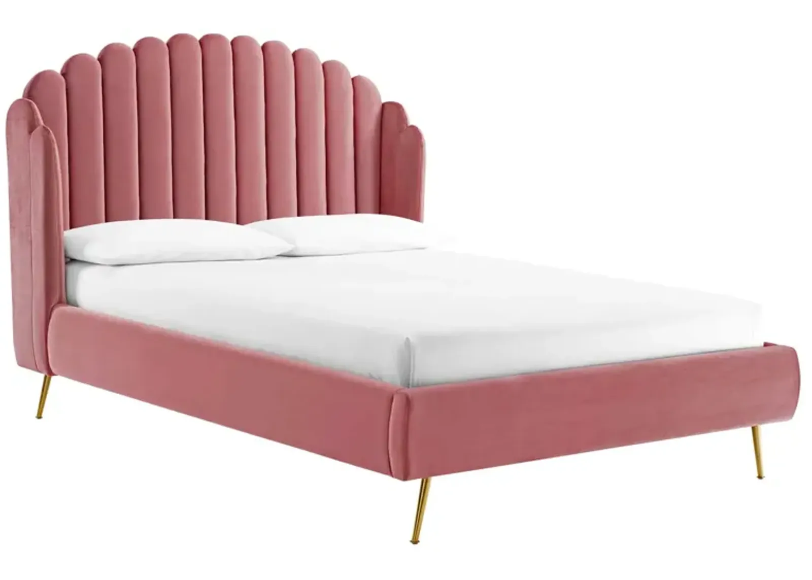 Lana Queen Performance Velvet Wingback Platform Bed