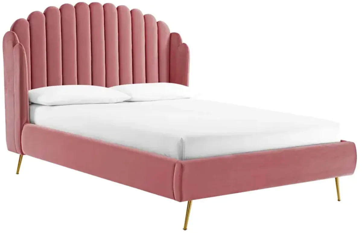 Lana Queen Performance Velvet Wingback Platform Bed