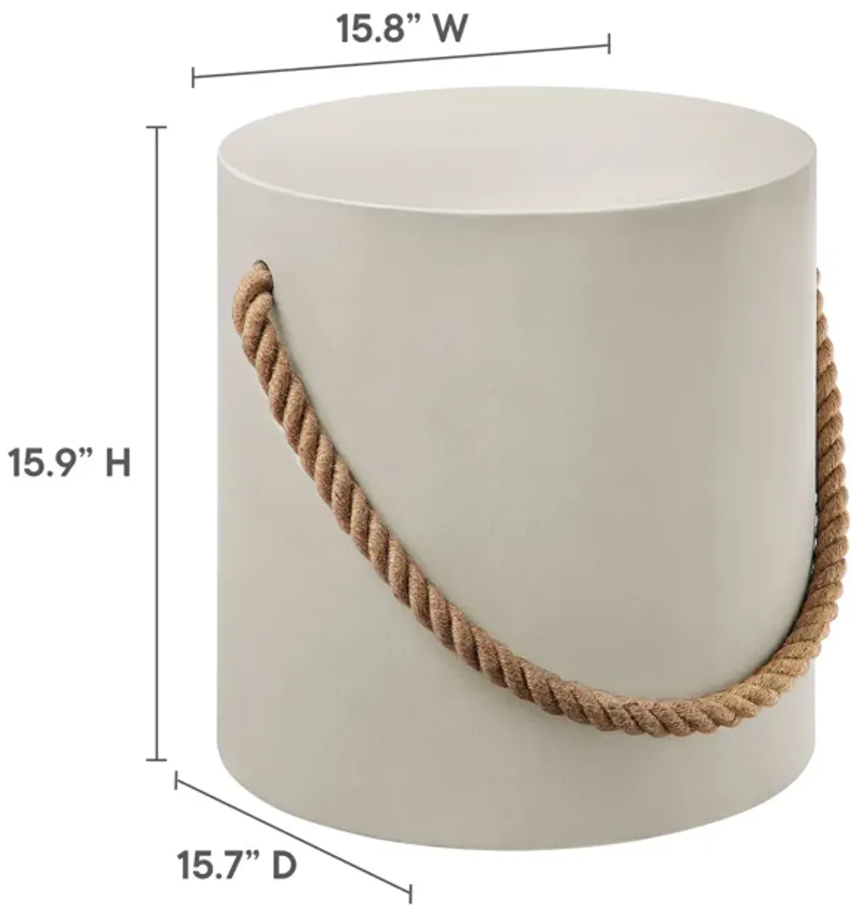 Isera Indoor - Outdoor Patio Rope Concrete Side Table Stool by Modway