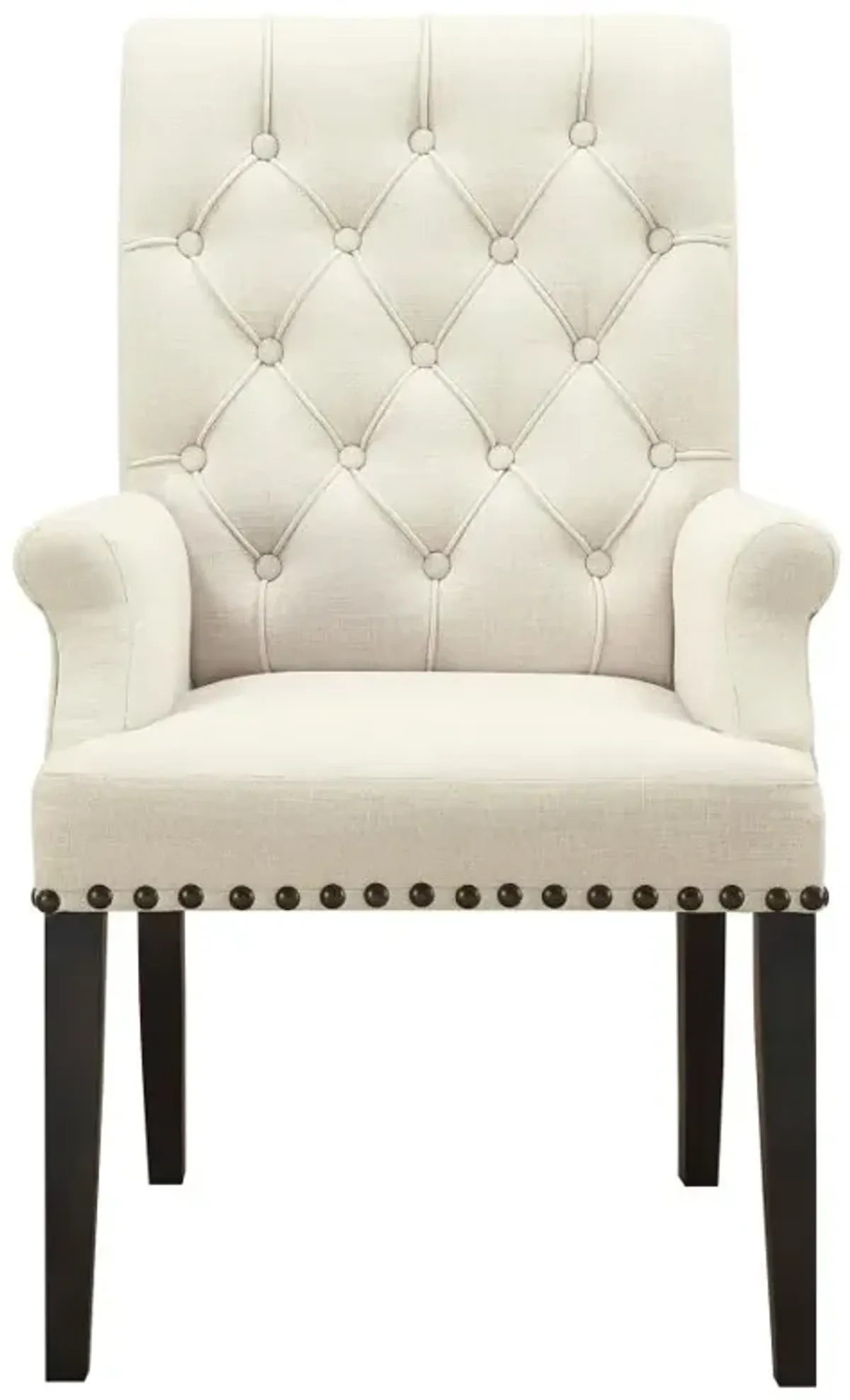 Alana Upholstered Arm Chair Beige and Smokey Black