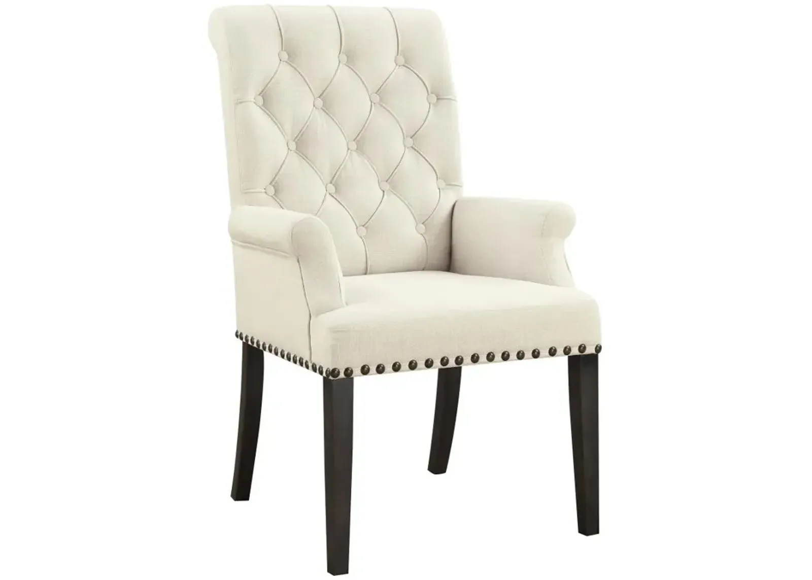 Alana Upholstered Arm Chair Beige and Smokey Black