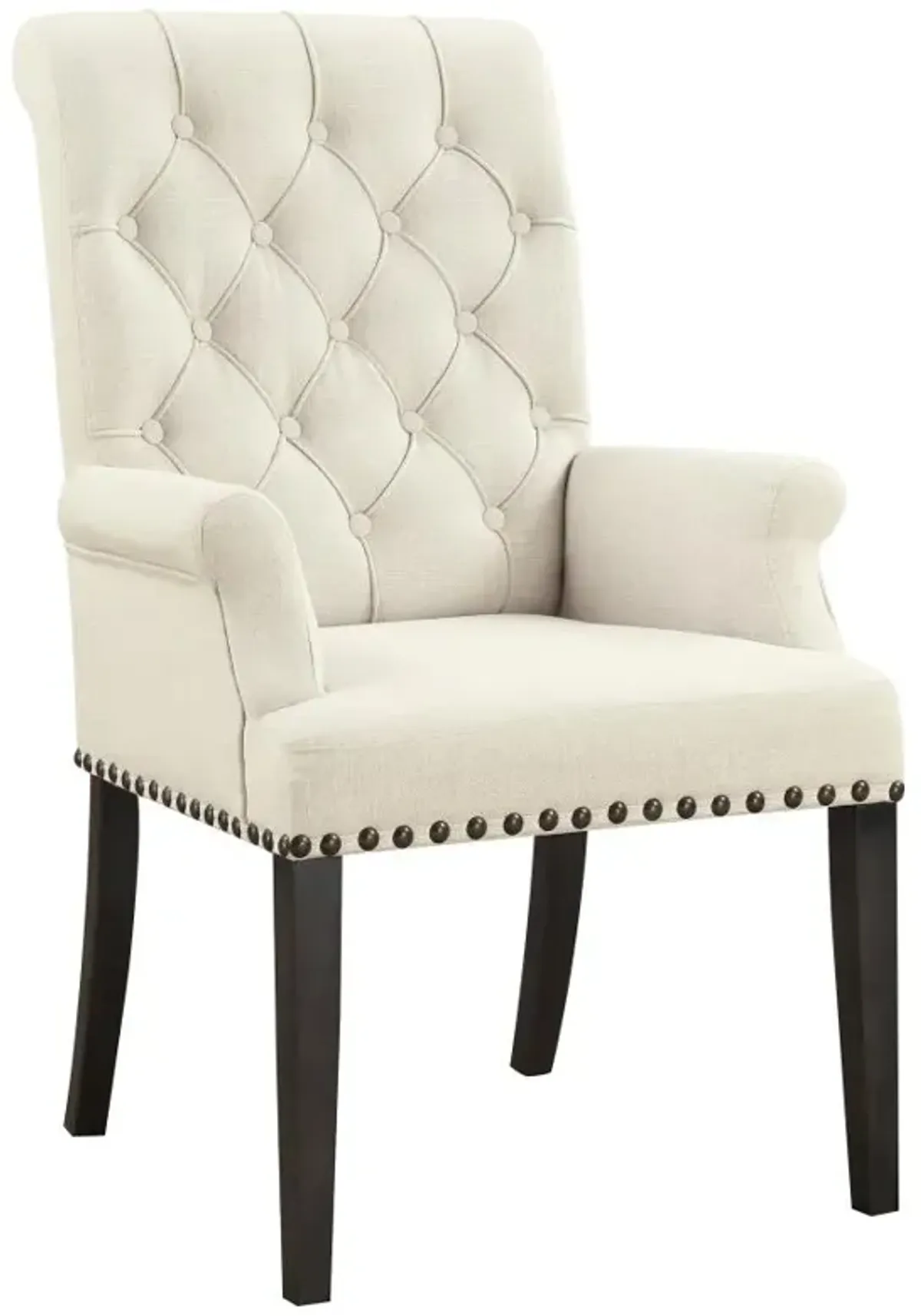 Alana Upholstered Arm Chair Beige and Smokey Black