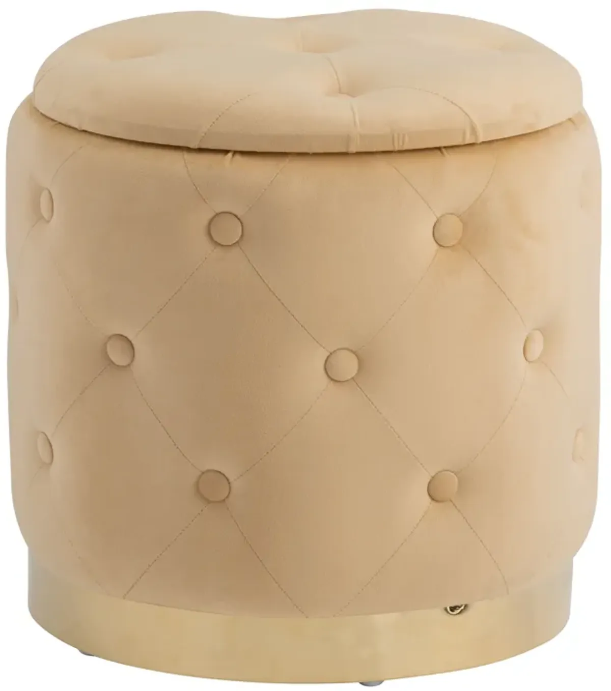 S/2 14/17"  Tufted Storage Ottoman, Nude - Set of 2