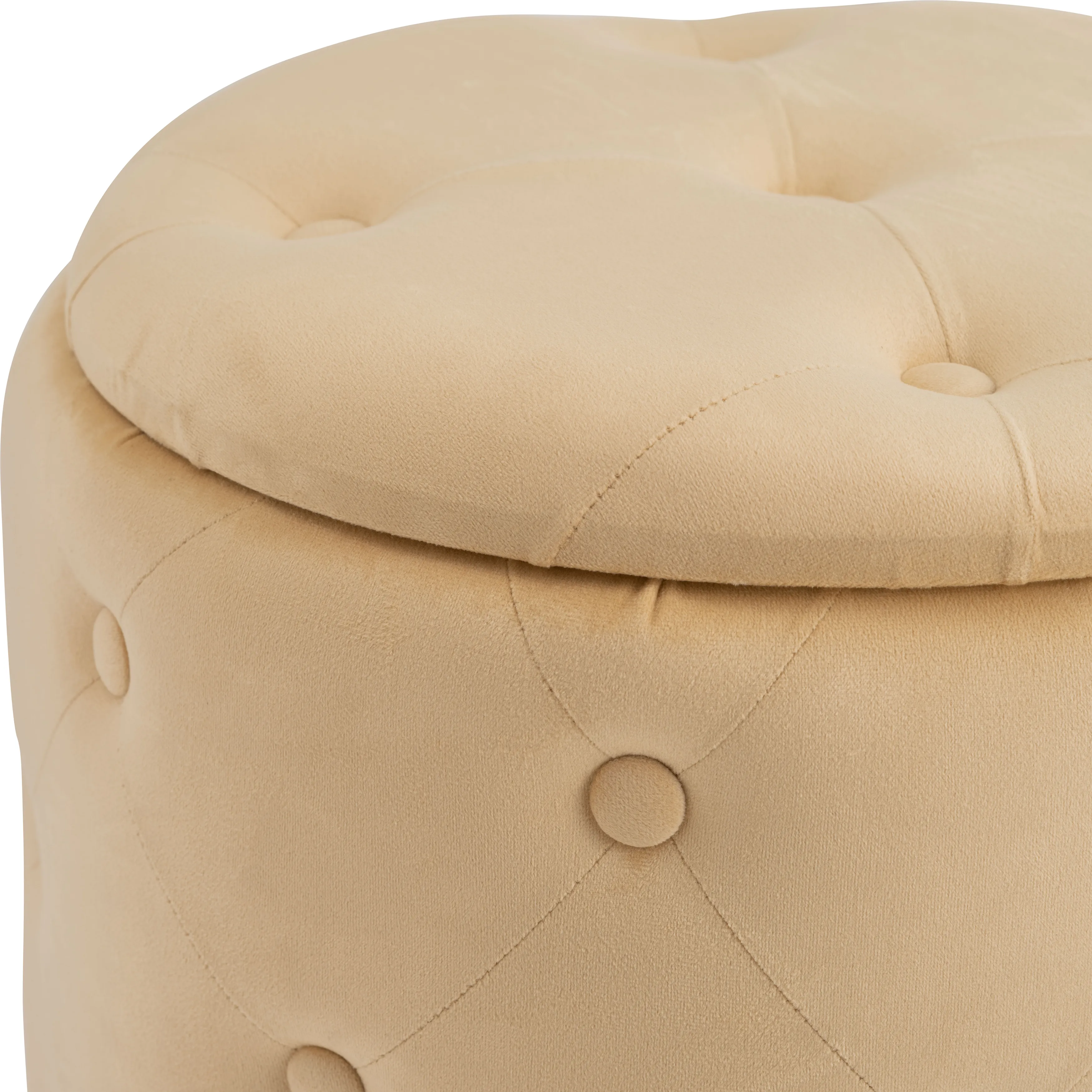 S/2 14/17"  Tufted Storage Ottoman, Nude - Set of 2