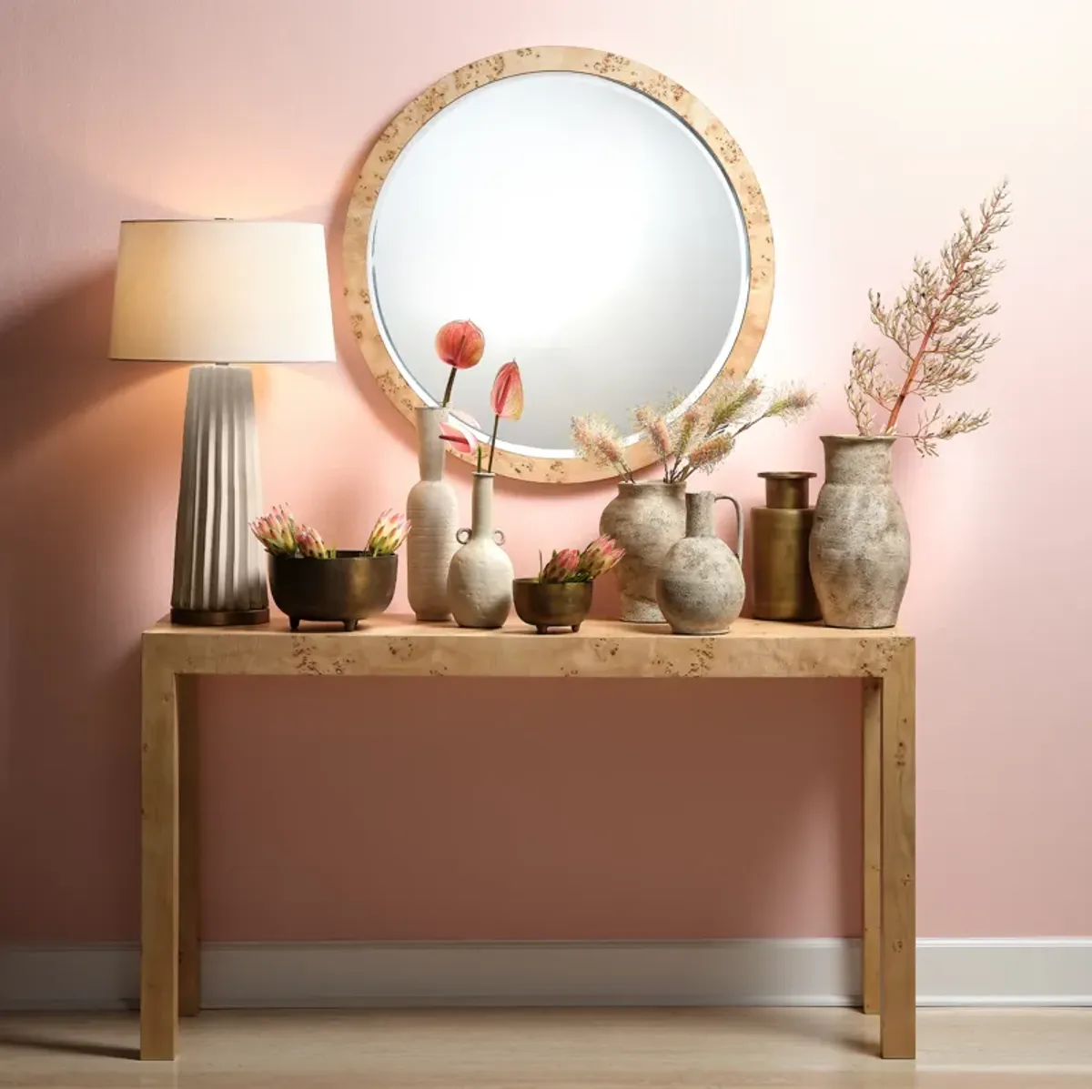 Chandler Round Mirror, Natural