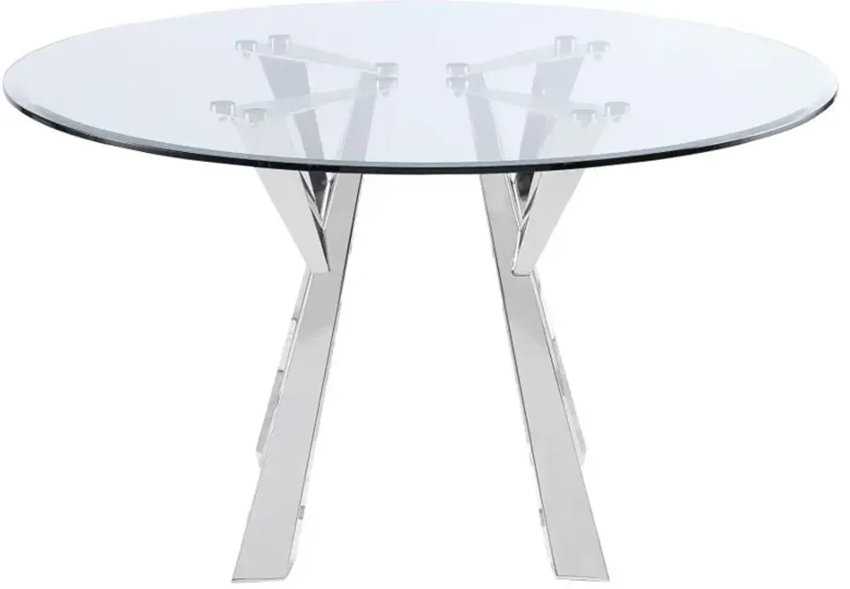 Alaia Round Glass Top Dining Table Clear and Chrome