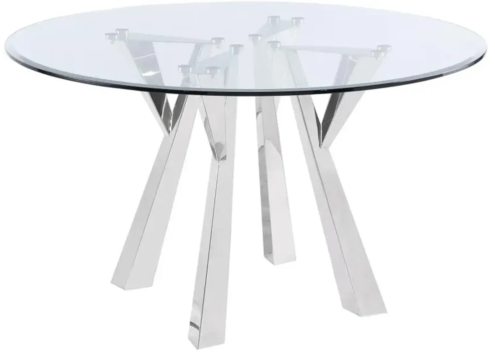 Alaia Round Glass Top Dining Table Clear and Chrome