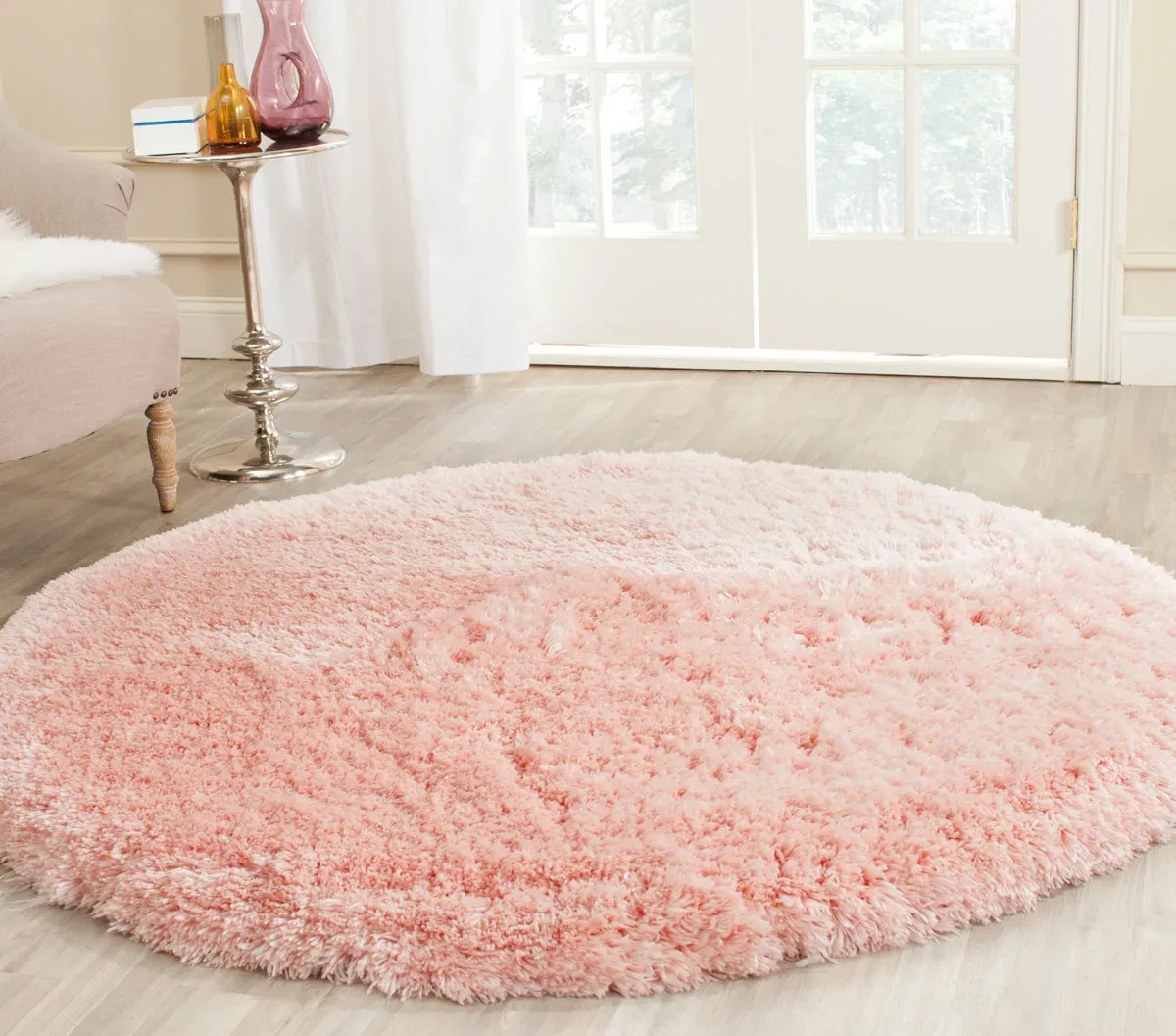 ARCTIC SHAG Pink 5' X 5' Round Round Rug