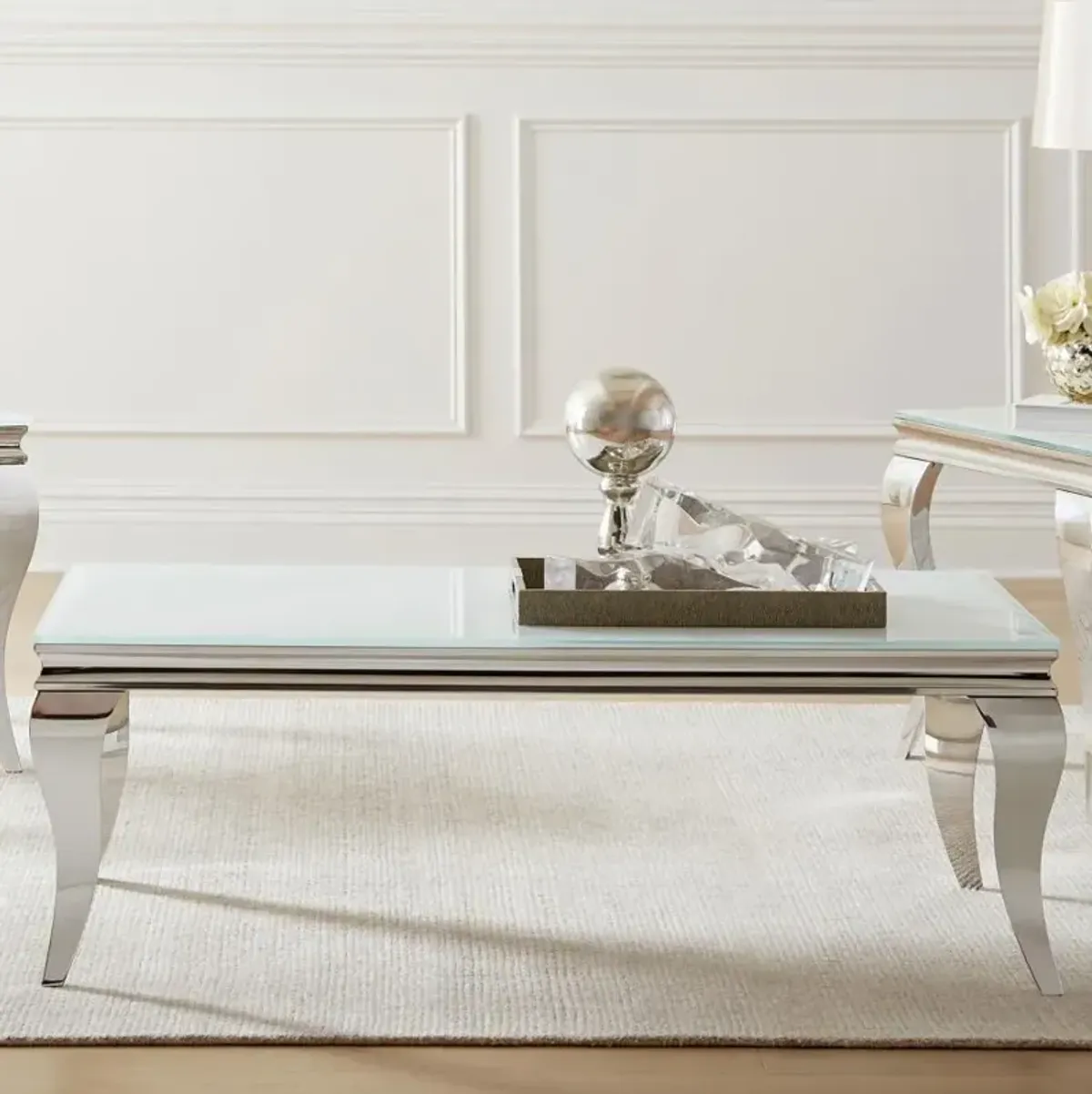 Carone Rectangle Coffee Table White and Chrome