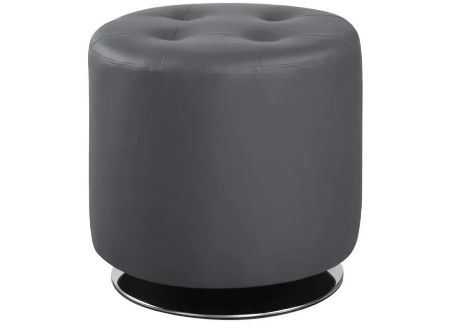 Bowman Round Upholstered Ottoman Grey