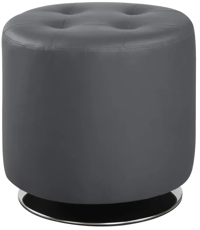 Bowman Round Upholstered Ottoman Grey