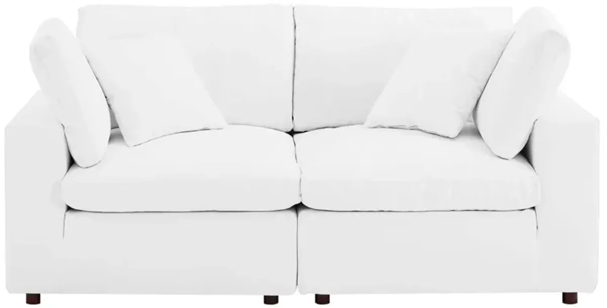 Commix Down Filled Overstuffed Vegan Leather Loveseat