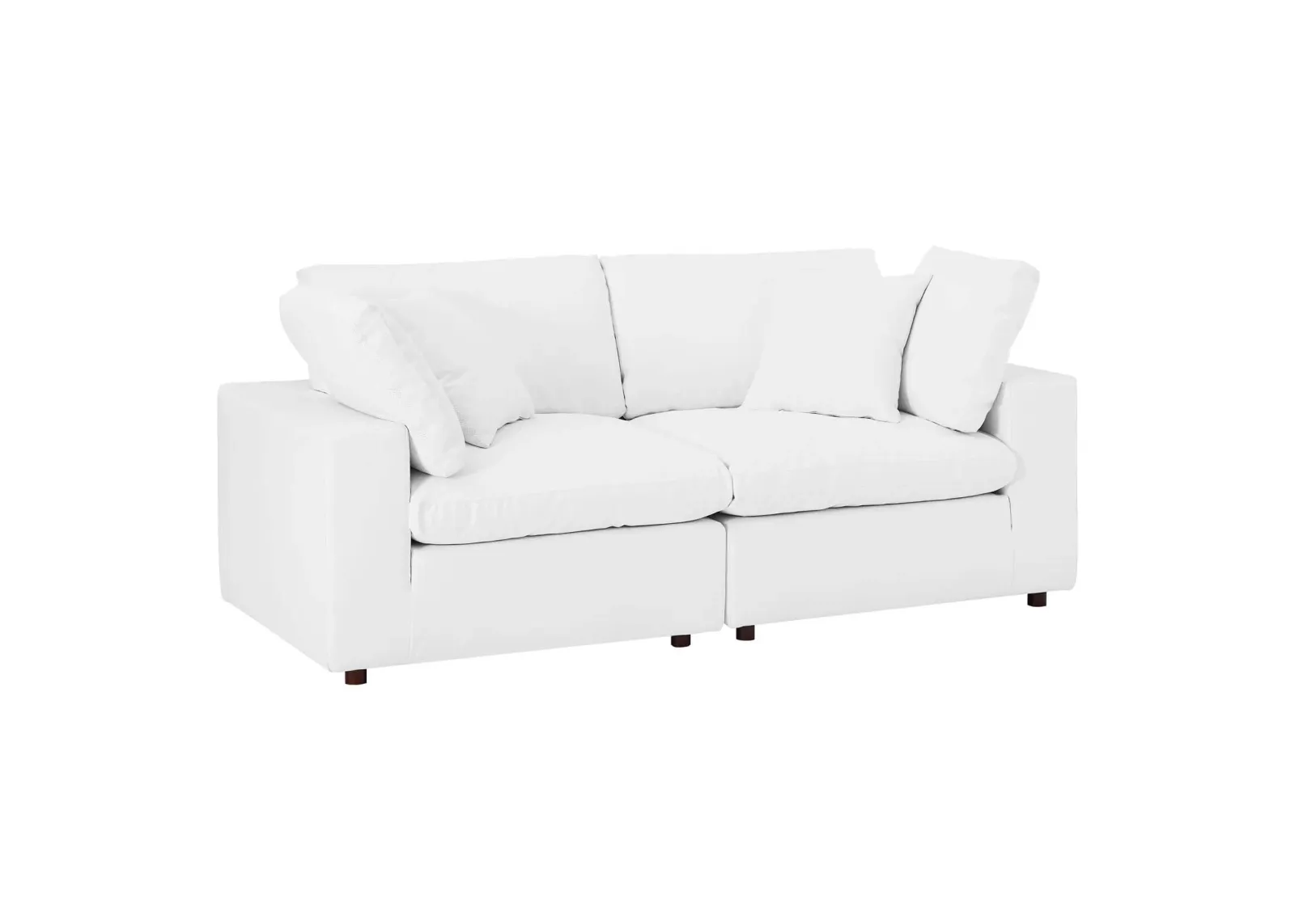 Commix Down Filled Overstuffed Vegan Leather Loveseat