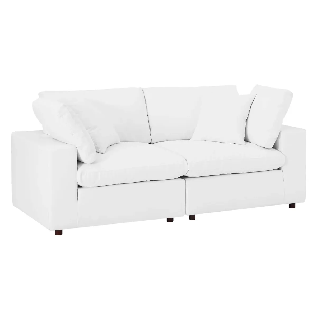 Commix Down Filled Overstuffed Vegan Leather Loveseat