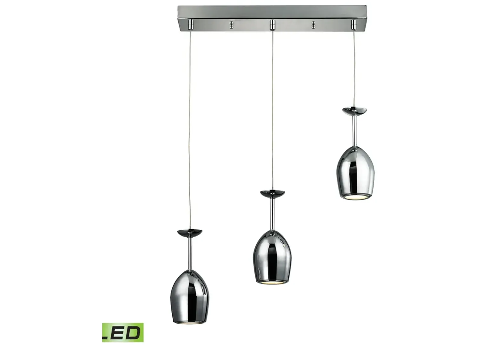 Vasso Chromo 3" Wide 3-Light Mini Pendant - Polished Chrome