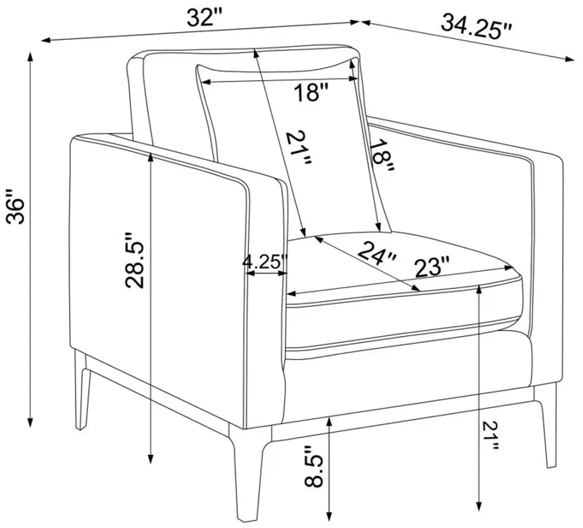 Brandy Cushioned Back Arm Chair