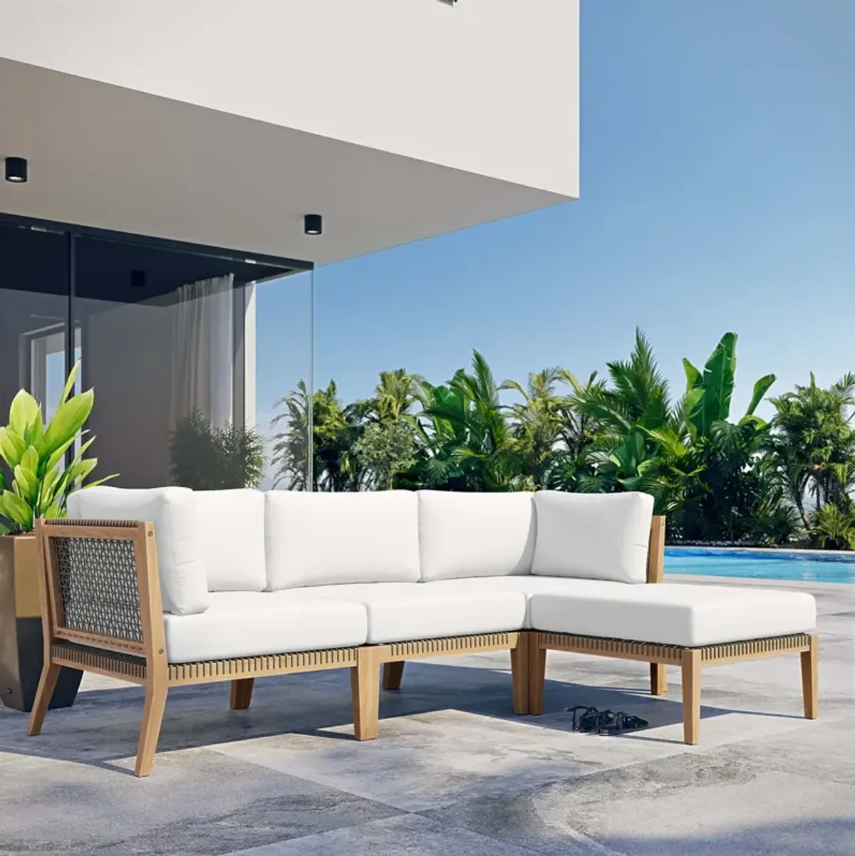 Clearwater Teak 4-Piece Outdoor Sectional