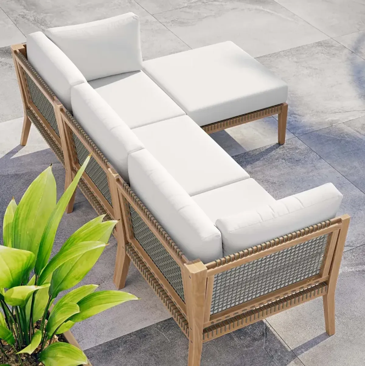 Clearwater Teak 4-Piece Outdoor Sectional