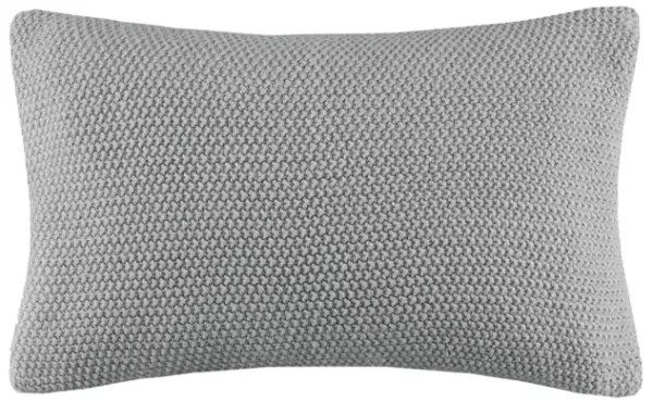 INK+IVY Bree Knit Grey Oblong Pillow Cover