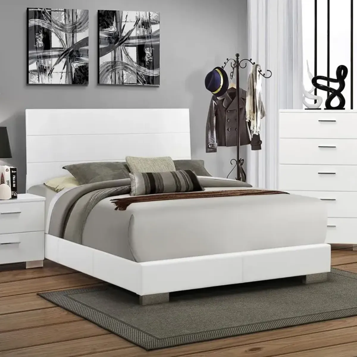 Felicity California King Panel Bed Glossy White