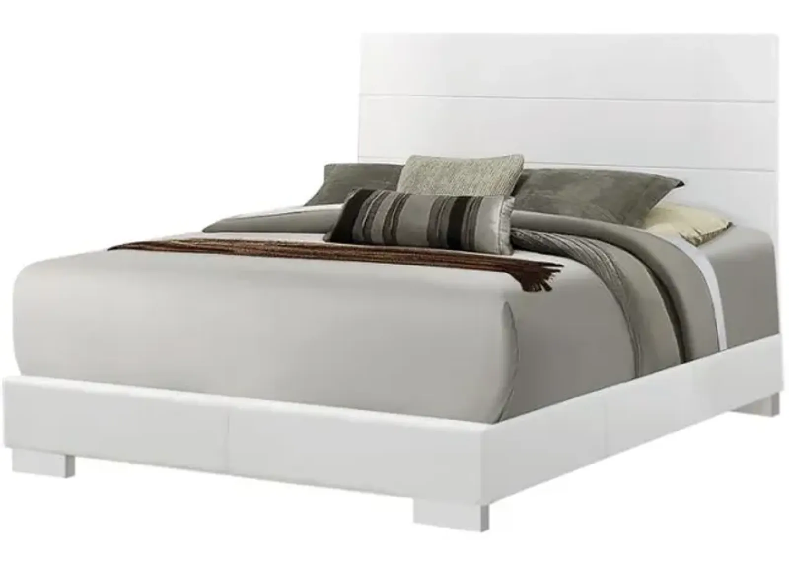 Felicity California King Panel Bed Glossy White