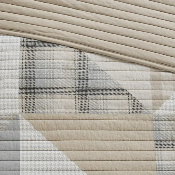 Woolrich Olsen Tan Olsen 3 Piece Oversized Cotton Quilt Set