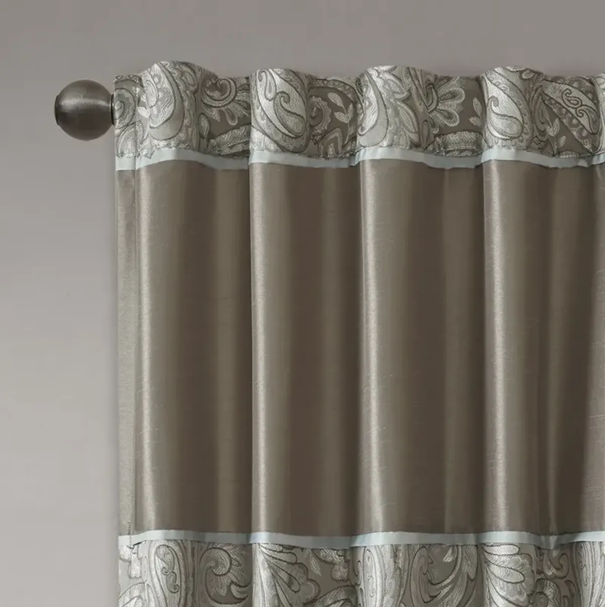 Madison Park Aubrey Blue/Brown Jacquard Curtain Panel Pair