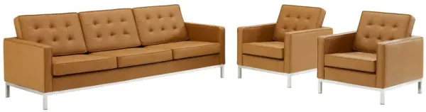 Loft 3 Piece Tufted Upholstered Faux Leather Set