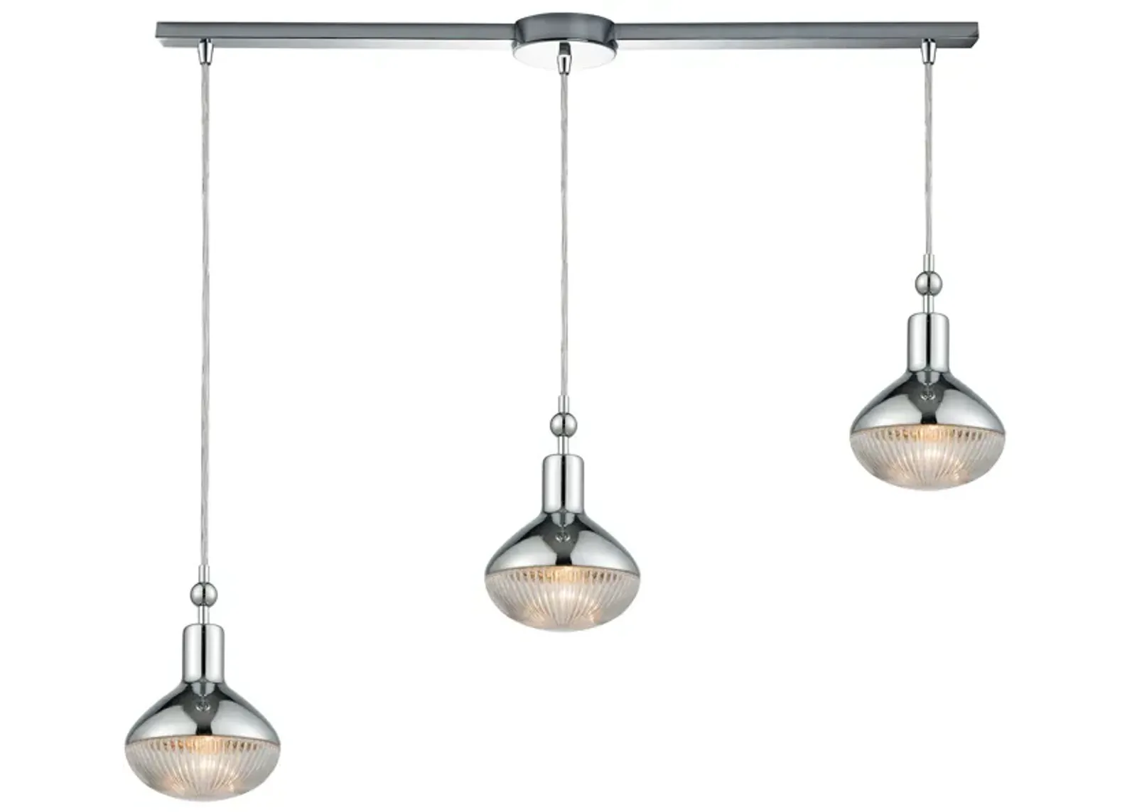 Ravette 38" Wide 3-Light Mini Pendant - Polished Chrome